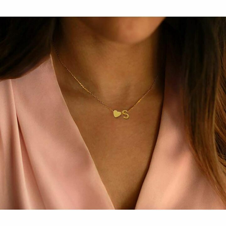 Personalized Initial Heart Necklace for Women