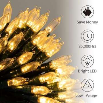 Battery Operated Christmas Lights 2 Pack 18 Feet 50 LED Clear Mini String Lights with 8 Modes Waterp...