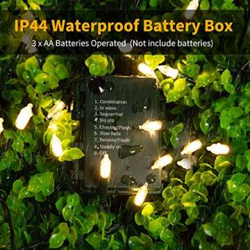 Battery Operated Christmas Lights 2 Pack 18 Feet 50 LED Clear Mini String Lights with 8 Modes Waterproof Tree Lights for Xmas Outdoor Indoor Holiday Party Garden Decor, Warm White