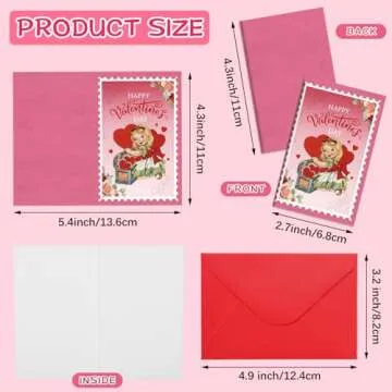 Vintage Valentines Day Cards with Envelopes Set - 48 Pieces