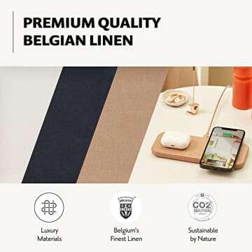 COURANT Catch:2 - Belgian Linen Dual Wireless Charging Pad - Compatible with iPhone 11, X, SE, Galaxy S23, S22, S21, S20, Note, AirPods/Pro (Natural)