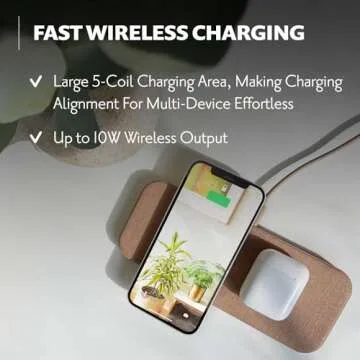 COURANT Catch:2 - Belgian Linen Dual Wireless Charging Pad - Compatible with iPhone 11, X, SE, Galaxy S23, S22, S21, S20, Note, AirPods/Pro (Natural)
