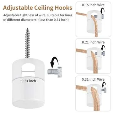 Adcssynd Ceiling Swag Hooks for Lights - 6 Pack Upgrade
