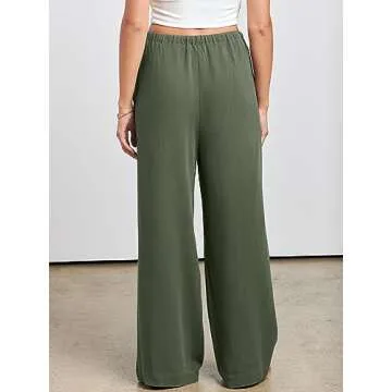 Stylish ANRABESS Women's Linen Palazzo Pants for Summer