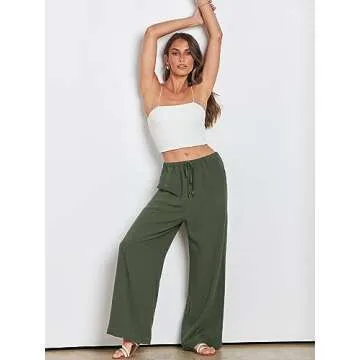 Stylish ANRABESS Women's Linen Palazzo Pants for Summer