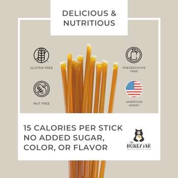 The Honey Jar Plain Honey Sticks - Pure Honey Straws For Tea, Coffee, or a Healthy Treat - One Teaspoon of Flavored Honey Per Stick - Made In The USA with Real Honey - (100 Count)