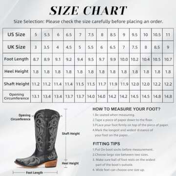 IUV Cowboy Boots For Women Pointy Toe Women's Western Boots Cowgirl Boots