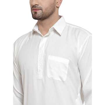 Men's Embroidered Pathani Kurta Set Cotton Plus Size Black Kurta Pyjama Party Wear Dress Traditional Pathani Kurta with Salwar (XL - 46 chest size)