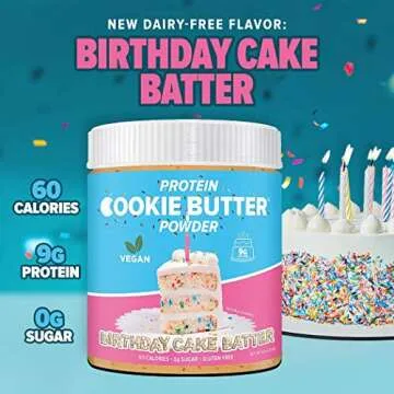 Flexible Dieting Lifestyle Vegan Protein Cookie Butter Powder - Birthday Cake Batter | Dairy-Free, Keto-Friendly, Low Carb, No Added Sugars | Easy to Mix, Bake and Spread | 7.7oz