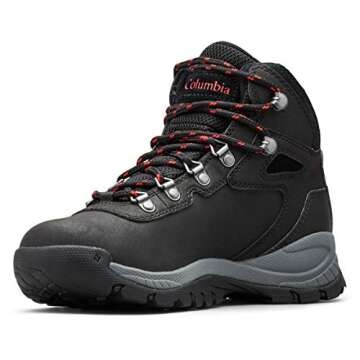 Columbia womens Newton Ridge Plus Waterproof Hiking Boot, Black/Poppy Red, 7.5 US