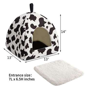 Hollypet Cat Bed, Cat House for Indoor Kitten and Small Dog, 2 in 1 Cat Tent, Self-Warming Pet Hut, ...