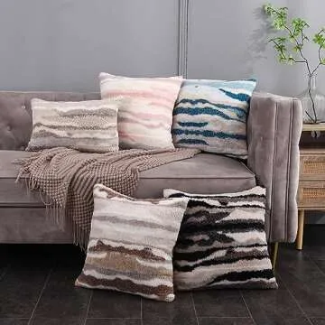 Soft Grey Faux Fur Pillow Covers - Set of 2 for Cozy Decor