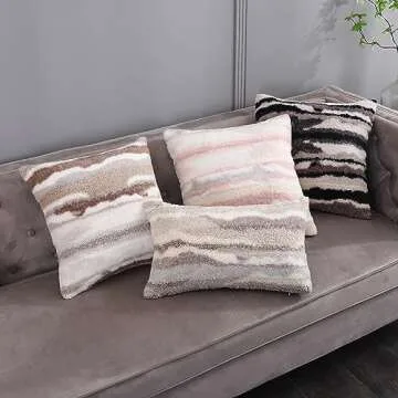 Soft Grey Faux Fur Pillow Covers - Set of 2 for Cozy Decor