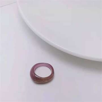 SEVENSTONE 9Pcs Resin Retro Acrylic Colorful Chunky Ring Cute Trendy Colorful Rhinestone Y2k Jewelry Plastic Resin Square Gem Stackable Chunky Rings for Women Set (multicolor-2)