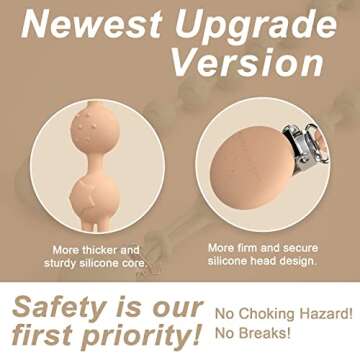 Cuddle Campus Silicone Pacifier Clip Holder with One Piece Design, Pack of 2 Soft Flexible Binky Cli...