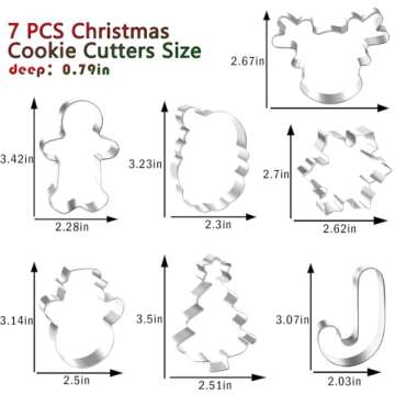 Large Christmas Cookie Cutter Set - 7 Piece Stainless Steel Shapes for Festive Fun
