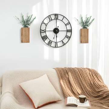 Dahey 2 Pack Wood Wall Planter Vase with Artificial Eucalyptus Farmhouse Wall Hanging Decor Pocket P...