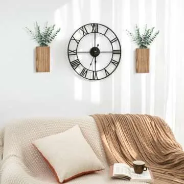 Dahey 2 Pack Wood Wall Planter Vase with Artificial Eucalyptus Farmhouse Wall Hanging Decor Pocket P...