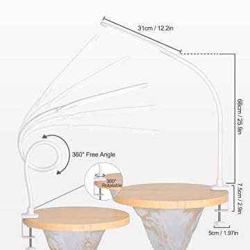Versatile YOUKOYI LED Desk Lamp with Clamp and Touch Control