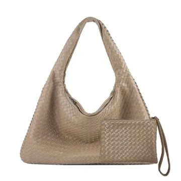 Fashionable Woven Leather Hobo Bag for Women, Large & Stylish
