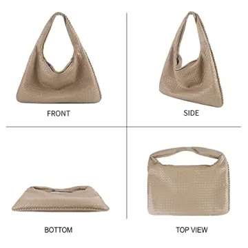 Stylish Woven Leather Hobo Bag for Women with Purse
