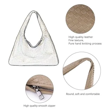 Stylish Woven Leather Hobo Bag for Women with Purse