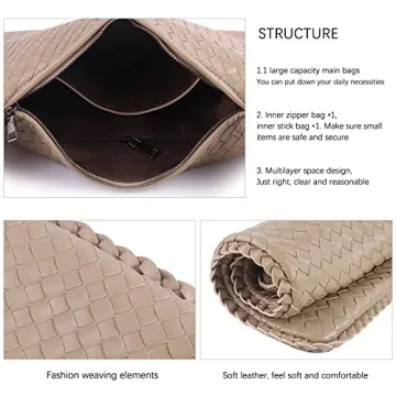 Stylish Woven Leather Hobo Bag for Women with Purse