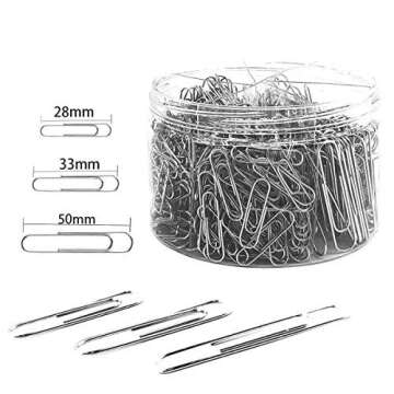 Youyuan Paper Clips PC500, 650 Pieces Assorted Sizes Silver Paperclips, Small, Medium and Jumbo (28mm, 33mm, 50 mm), for Office School Clips and Personal Document Organizing