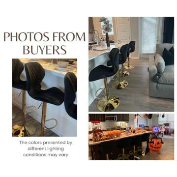 EALSON Adjustable Velvet Bar Stools Set of 2 Modern Design