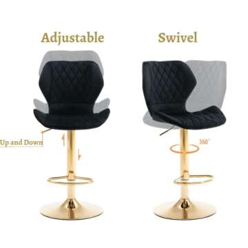EALSON Adjustable Velvet Bar Stools Set of 2 Modern Design