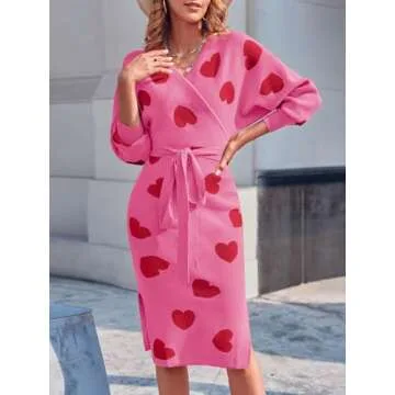 Versatile Chang Yun Heart Valentine Sweater Dress for Women