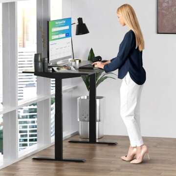 Rise UP Dual Motor Electric Adjustable Height Standing Desk 60x30 Black - Premium Ergonomic Home Off...