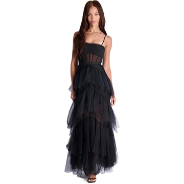 BCBG Max Azria OLY Tiered Ruffle Tulle Evening Gown