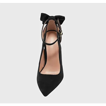 Fashare Womens High Heels Bow Tie Back Sexy Stiletto Ankle Strap Wedding Dress Pumps Shoes