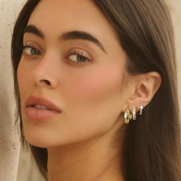 Trendy VIROMY Gold Hoop Earrings Set for Women