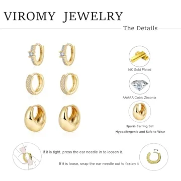 Trendy VIROMY Gold Hoop Earrings Set for Women
