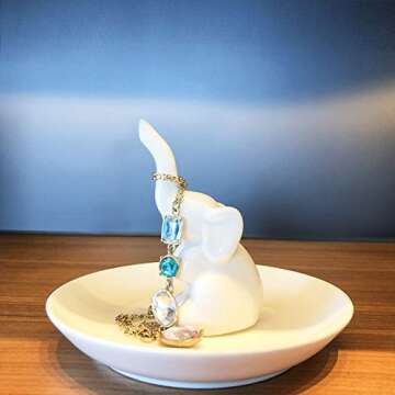 kotoyas Ceramic Ring Holder, Handmade Ceramic Decor Jewelry Tray (Elephant)