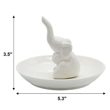 kotoyas Ceramic Ring Holder, Handmade Ceramic Decor Jewelry Tray (Elephant)