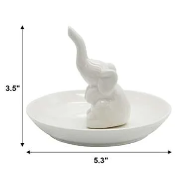 kotoyas Ceramic Ring Holder, Handmade Ceramic Decor Jewelry Tray (Elephant)
