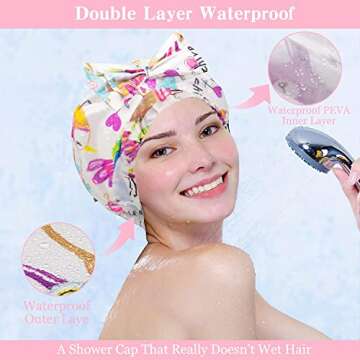 Adjustable Waterproof Shower Caps for All Hair Types