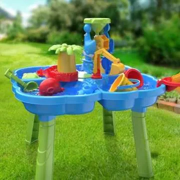 ConeWhale Sand Water Table, 4 in 1 Kids Table Activity Sensory Play Table Beach Sand Water Toy for Outdoor Backyard for Toddlers Age 3-5