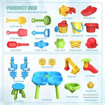 ConeWhale Sand Water Table, 4 in 1 Kids Table Activity Sensory Play Table Beach Sand Water Toy for Outdoor Backyard for Toddlers Age 3-5