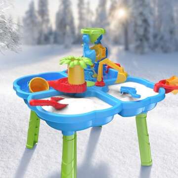 ConeWhale Sand Water Table, 4 in 1 Kids Table Activity Sensory Play Table Beach Sand Water Toy for Outdoor Backyard for Toddlers Age 3-5