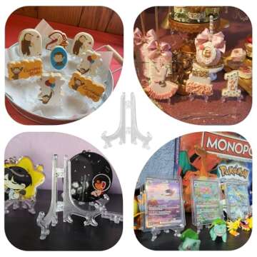 Artliving 3 Inch Clear Plastic Easels or Stand/Plate Holders to Display Pictures or Other Items at Weddings, Home Decoration, Birthdays, Tables (12 Pack)