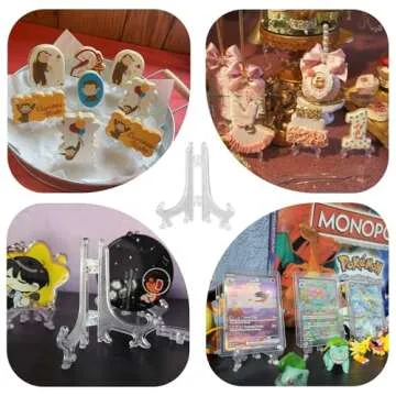 Artliving 3 Inch Clear Plastic Easels or Stand/Plate Holders to Display Pictures or Other Items at Weddings, Home Decoration, Birthdays, Tables (12 Pack)