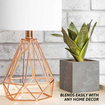 CO-Z Modern Table Lamps for Living Room Bedroom Set of 2, Rose Gold Desk Lamp with Hollowed Out Base and White Fabric Shade, Bedside Lamps for Nightstand Accent. (Pink)