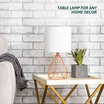 CO-Z Modern Table Lamps for Living Room Bedroom Set of 2, Rose Gold Desk Lamp with Hollowed Out Base and White Fabric Shade, Bedside Lamps for Nightstand Accent. (Pink)