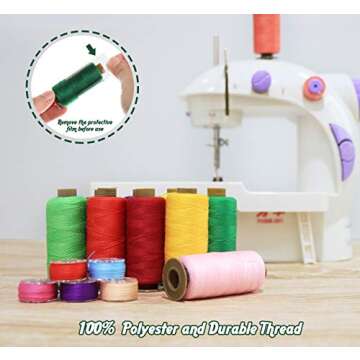ilauke 50Pcs Bobbins Sewing Thread Kit, 400 Yards Sewing Thread Spools, Prewound Hand & Machine Sewing Thread, Sewing Machine Thread for Brother Singer Janome Juki Serger Machine, 25 Colors