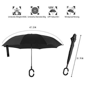 BAGAIL Double Layer Inverted Umbrella for All Weather