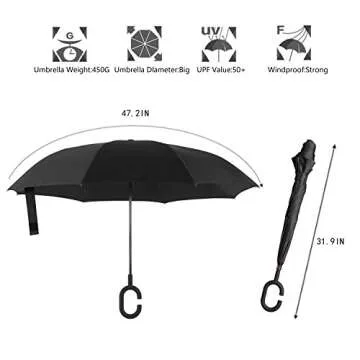 BAGAIL Double Layer Inverted Umbrella for All Weather